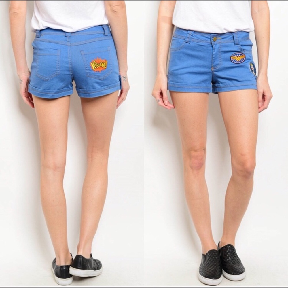 NWT! New Superhero Low-Rise Blue Denim Cuff Shorts